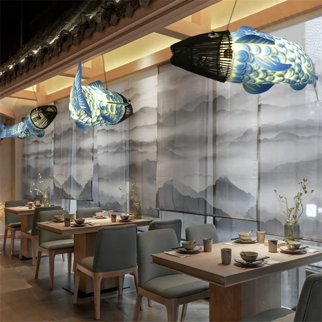 Suspension luminaire poisson design unique déco créative