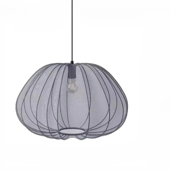 Suspension luminaire orbys en verre soufflé gris avec une forme nuage et ampoule apparente raffinée