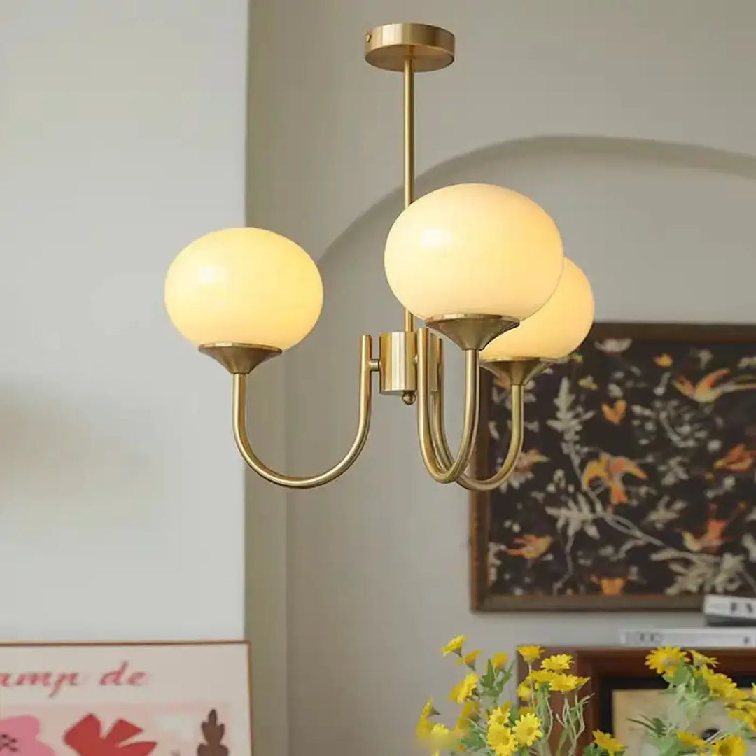 Suspension luminaire rétro en finition crème au style élégant