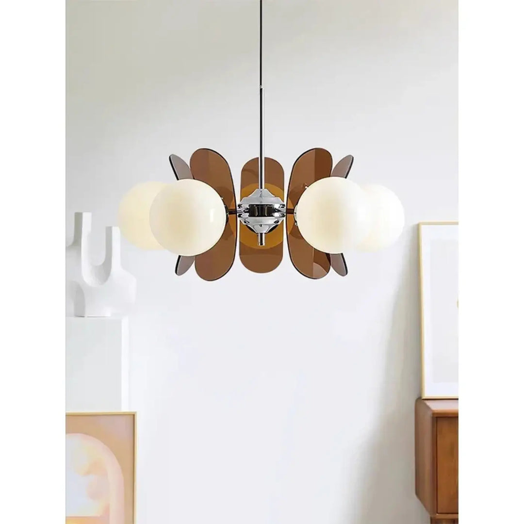 Suspension luminaire rétro à globes et courbé

