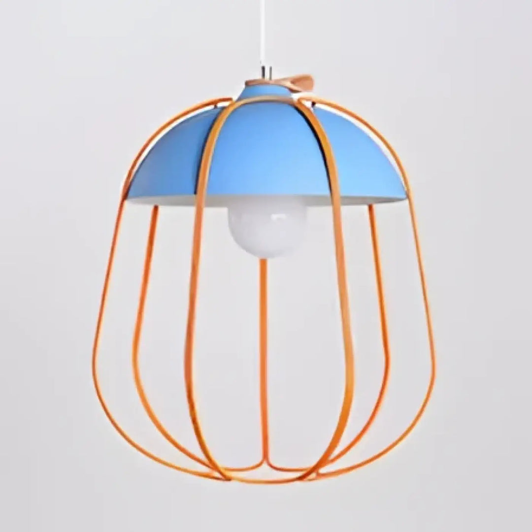 Suspension luminaire caldera avec abat-jour dome bleu et structure en fil cuivre pour un style suspension luminaire rétro élégant plus qu’un simple éclairage
