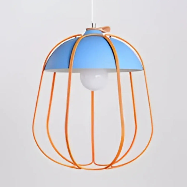 Suspension luminaire caldera avec abat-jour dome bleu et structure en fil cuivre pour un style suspension luminaire rétro élégant plus qu’un simple éclairage
