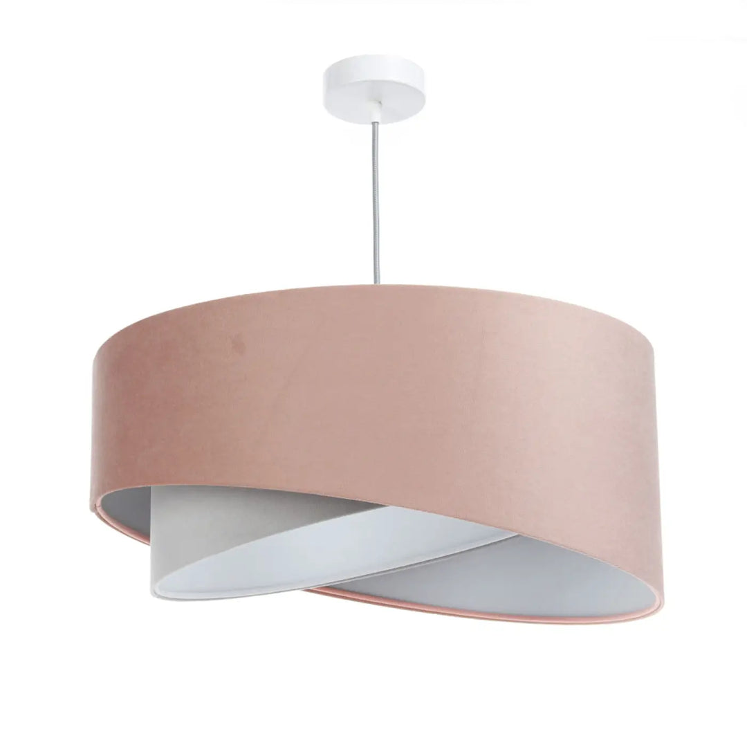 Suspension luminaire galaxy jasmin avec abat-jour cylindrique rose pâle et doublure intérieure blanche