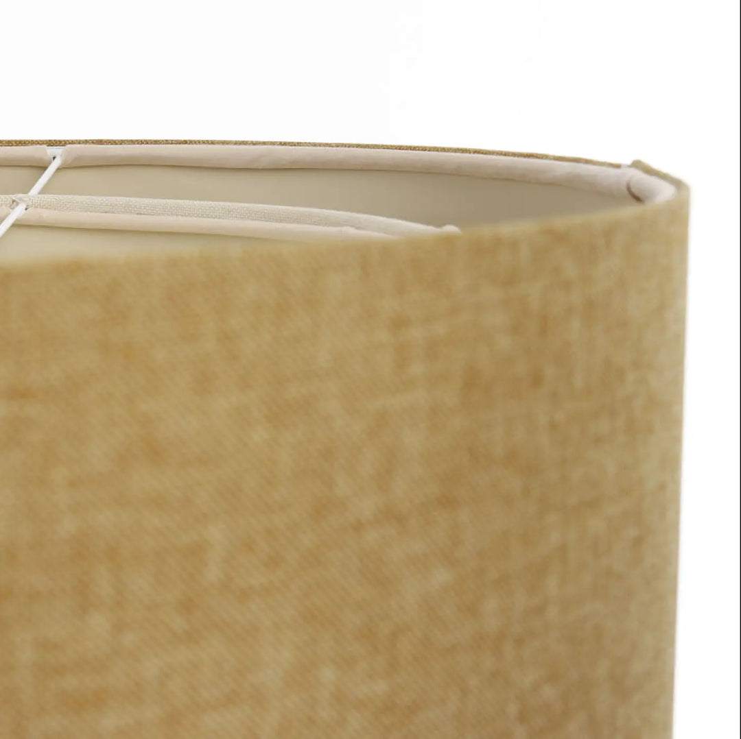 Suspension luminaire rotin avec abat-jour en lin couleur tan à tissage texturé et doublure intérieure crème