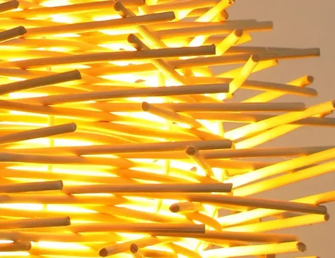 Suspension luminaire en rotin en forme de nid d’oiseaux naturel