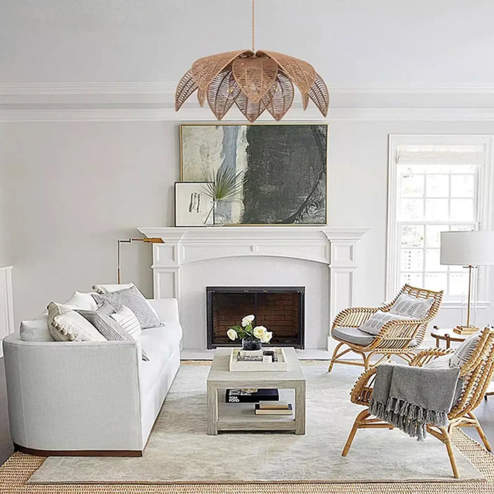 Suspension luminaire en rotin au style scandinave esprit bohème