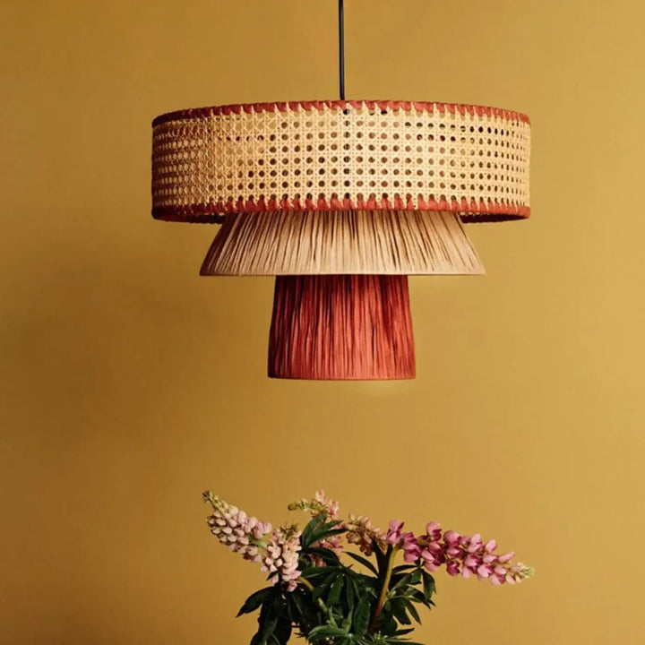 Suspension luminaire en rotin tressé au style nordique et élégant