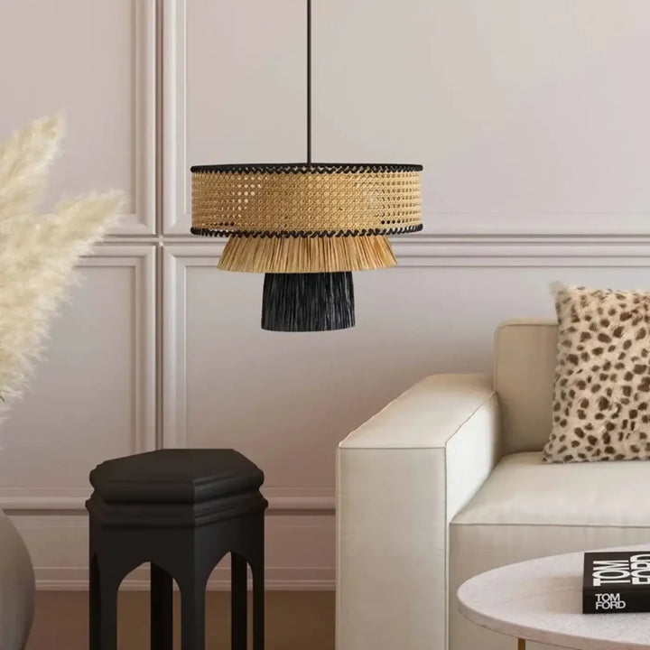 Suspension luminaire en rotin tressé au style nordique et élégant