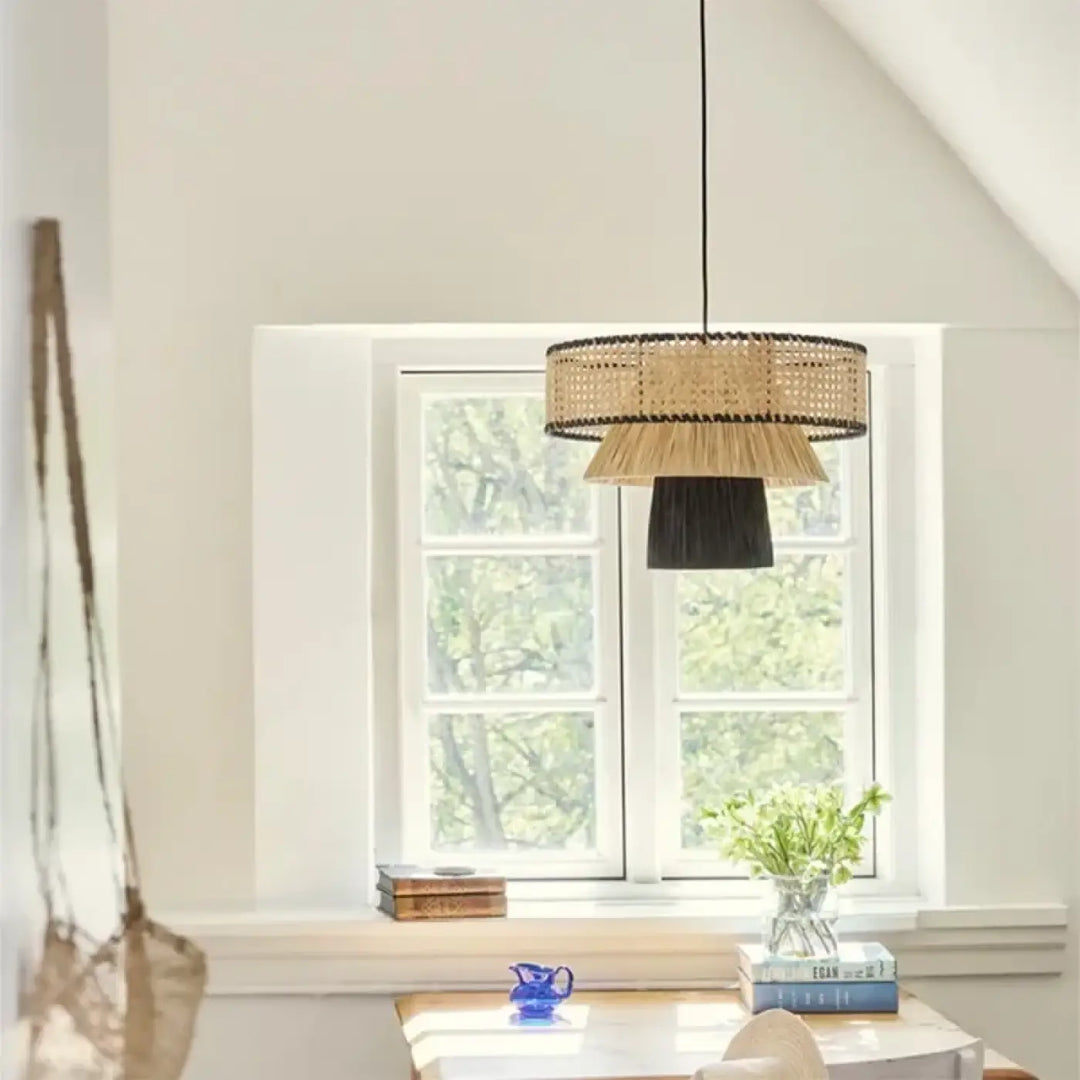 Suspension luminaire en rotin tressé au style nordique et élégant