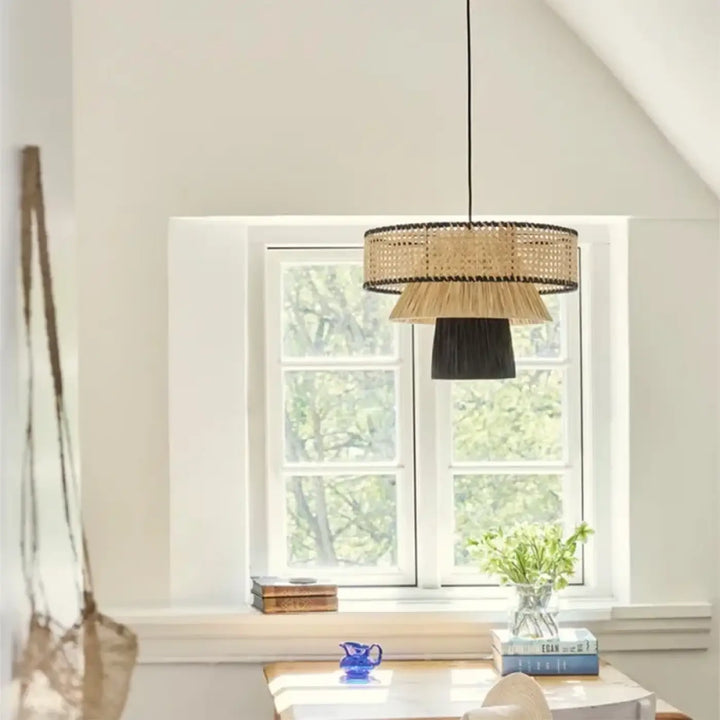 Suspension luminaire en rotin tressé au style nordique et élégant