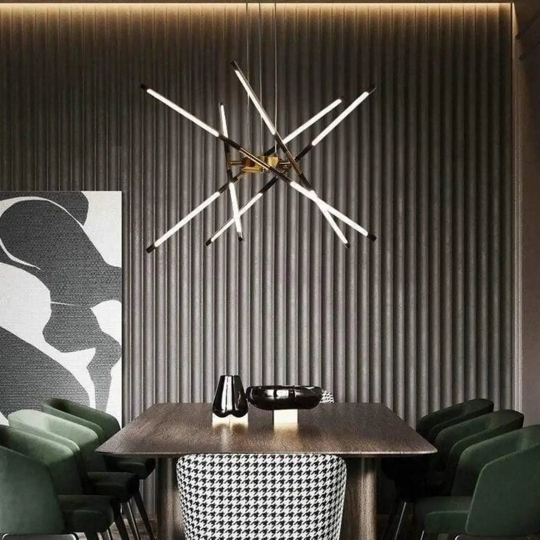 Suspension Luminaire Salon Design Tubes Croisés