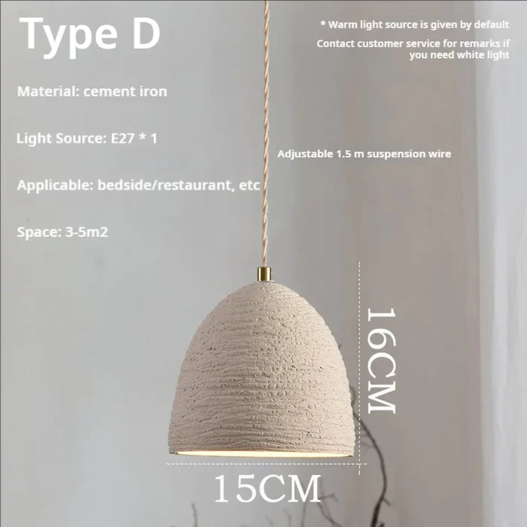 Suspension scandi chic ciment texturé et doré beige chic