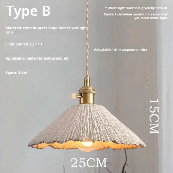 Suspension scandi chic ciment texturé et doré beige chic