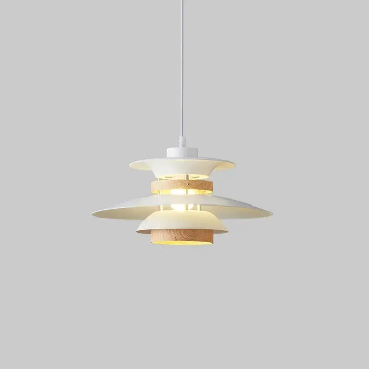 Suspension luminaire stratis en bois clair et blanc avec design moderne à étages style suspension luminaire scandinave