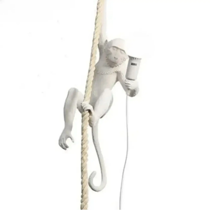 Suspension luminaire babak avec lampe murale singe en céramique blanche et design corde sans frais supplémentaires
