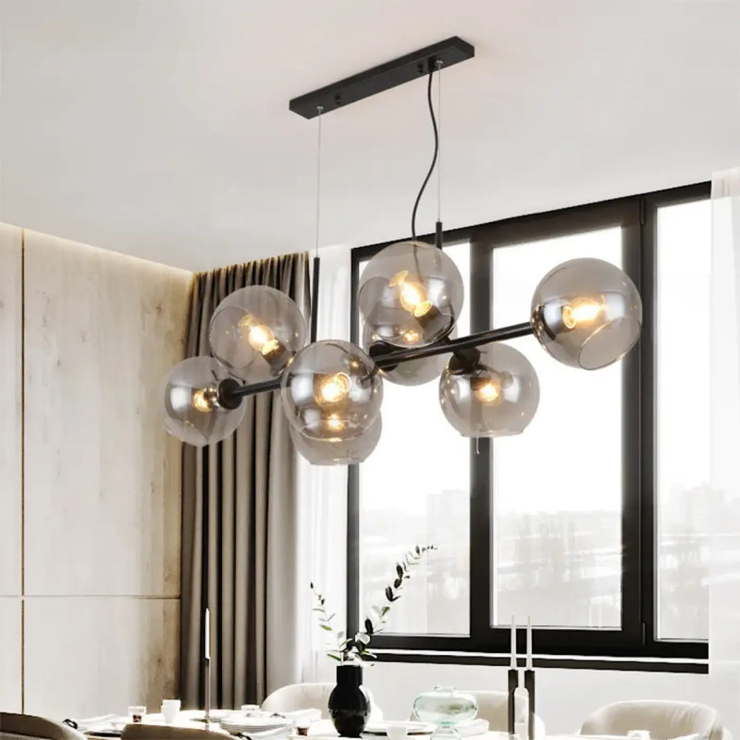 Suspension luminaire style art déco dorée en verre