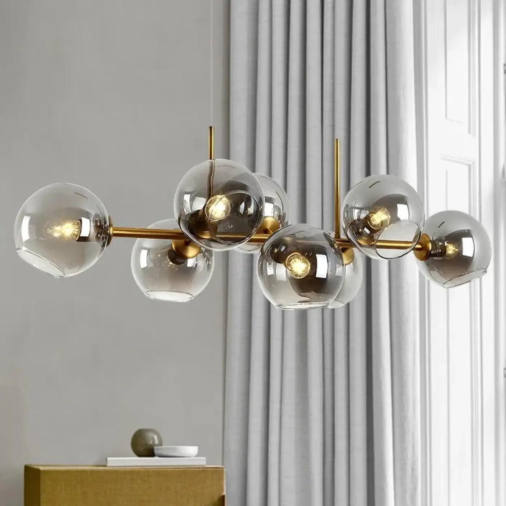 Suspension luminaire style art déco dorée en verre