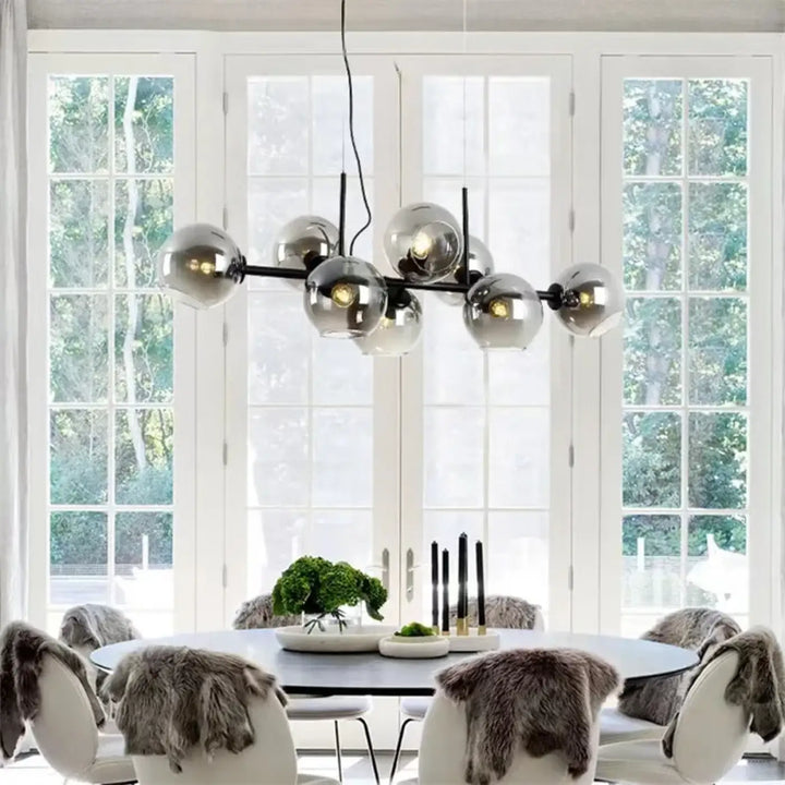 Suspension luminaire style art déco dorée en verre