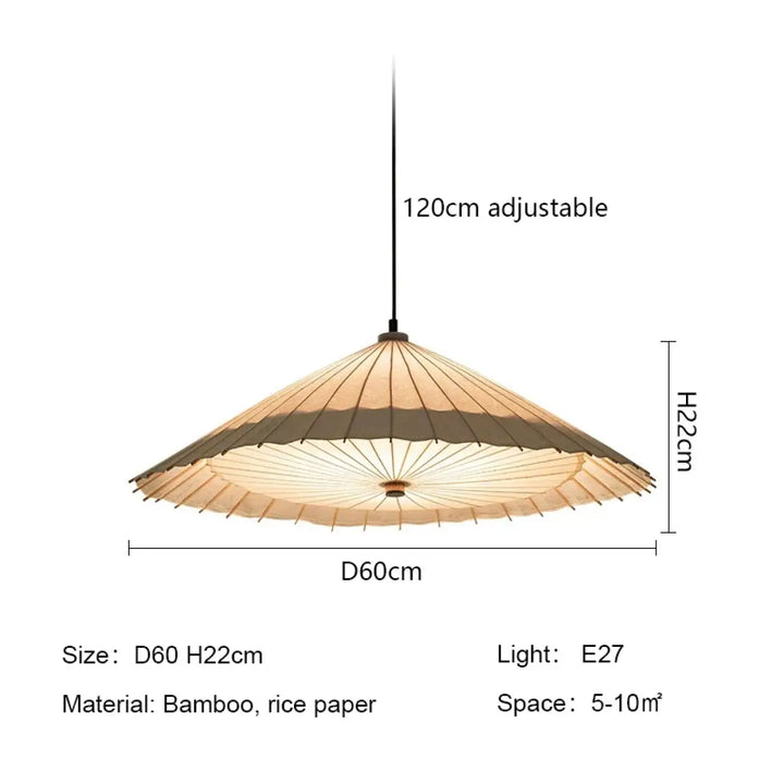 Suspension luminaire style japonais en papier naturel zen
