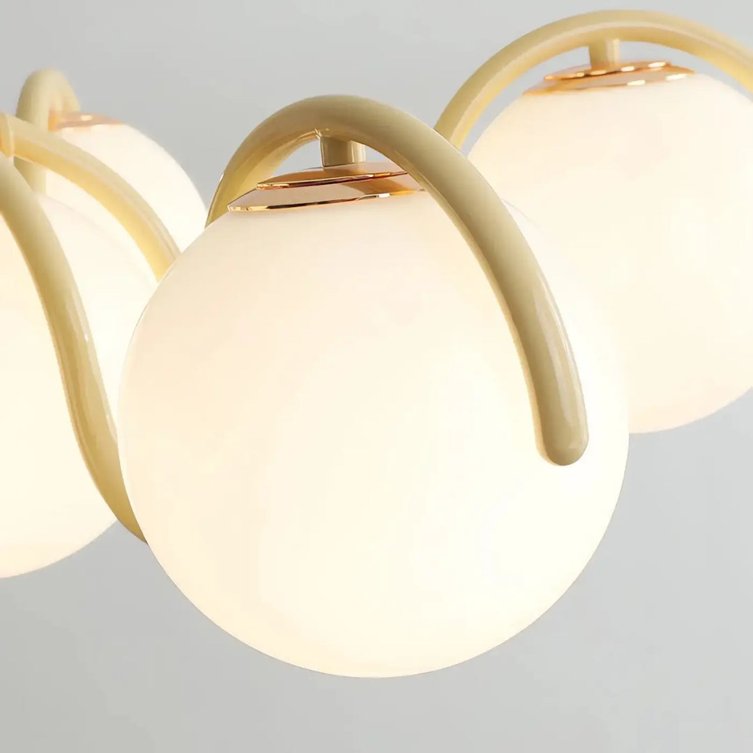 Suspension Luminaire À Support Avec 6 Boules Rondes Métal Verre