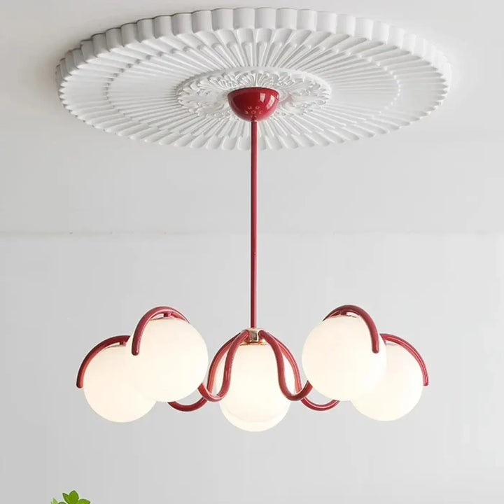 Suspension Luminaire À Support Avec 6 Boules Rondes Métal Verre
