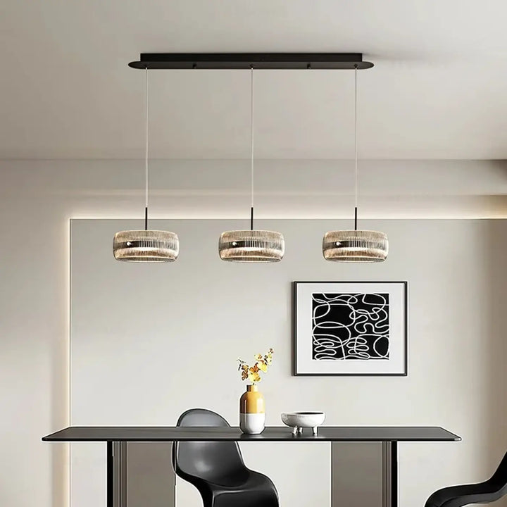 Suspension luminaire suspendue en verre avec support noir
