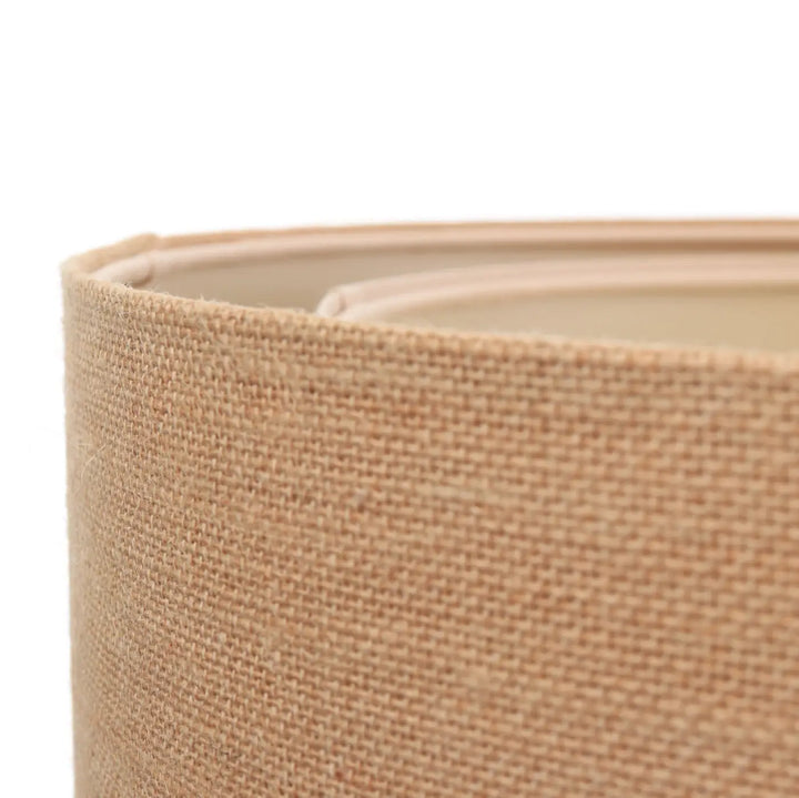 Suspension luminaire duo boho beige may have un abat-jour en toile de jute beige naturel tissé texturé