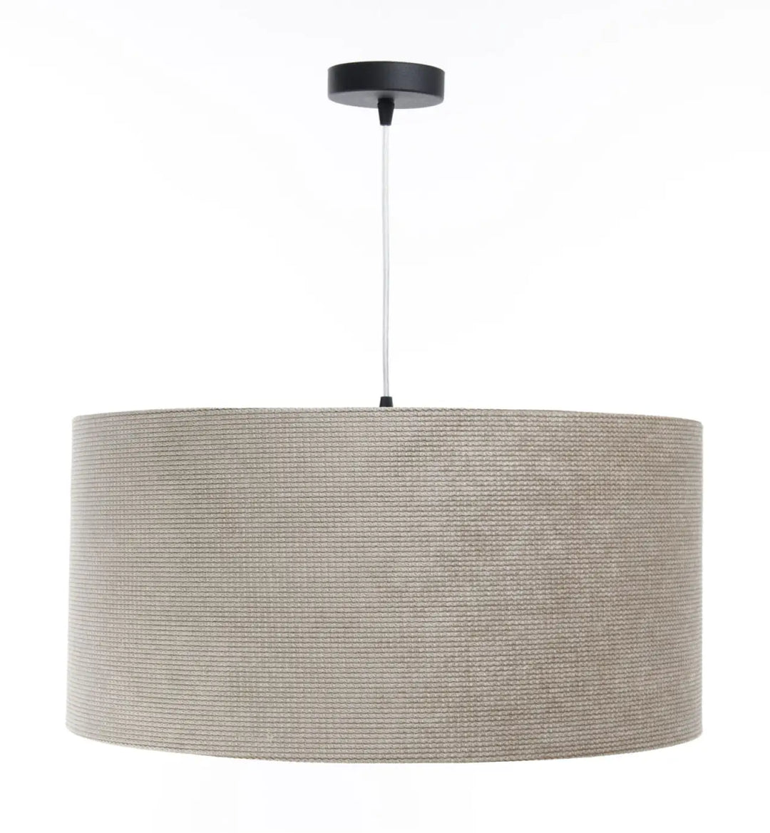 Suspension luminaire en papier texturé gris avec fixation plafond noire dans un style moderne chic