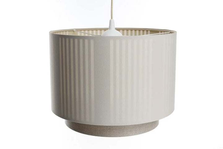 Suspension luminaire duo lami line en tissu beige avec abat-jour plissé et base texturée style moderne chic