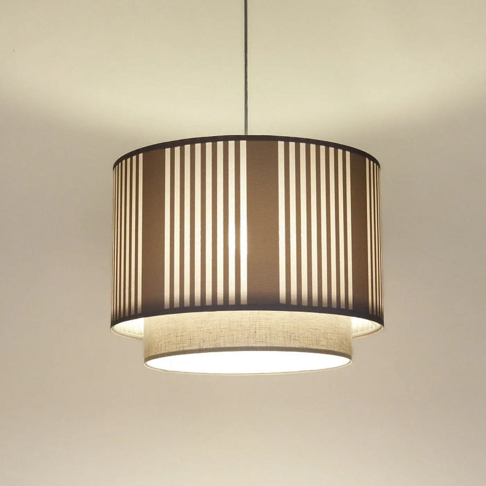 Suspension luminaire duo lami line en tissu beige avec design deux niveaux style moderne chic beige et écru