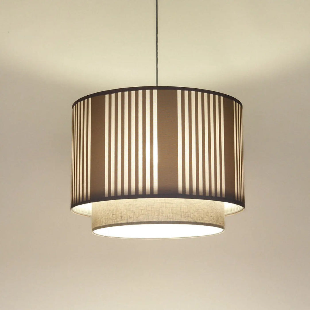 Suspension luminaire duo lami line en tissu beige avec design deux niveaux style moderne chic beige et écru