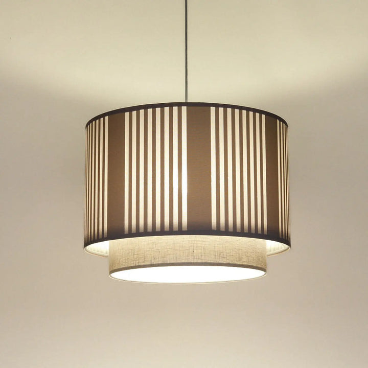 Suspension luminaire duo lami line en tissu beige avec design deux niveaux style moderne chic beige et écru