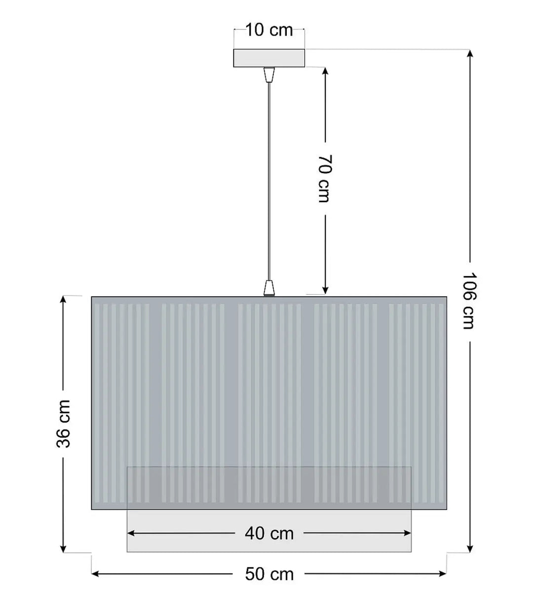 Suspension luminaire duo lami line beige avec abat-jour rectangulaire gris à rainures verticales et monture plafond 10 cm