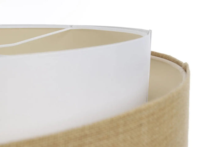 Suspension luminaire doblo classic en tissu blanc avec doublure beige et extérieur en tissu texturé ecru pour décoration intérieure