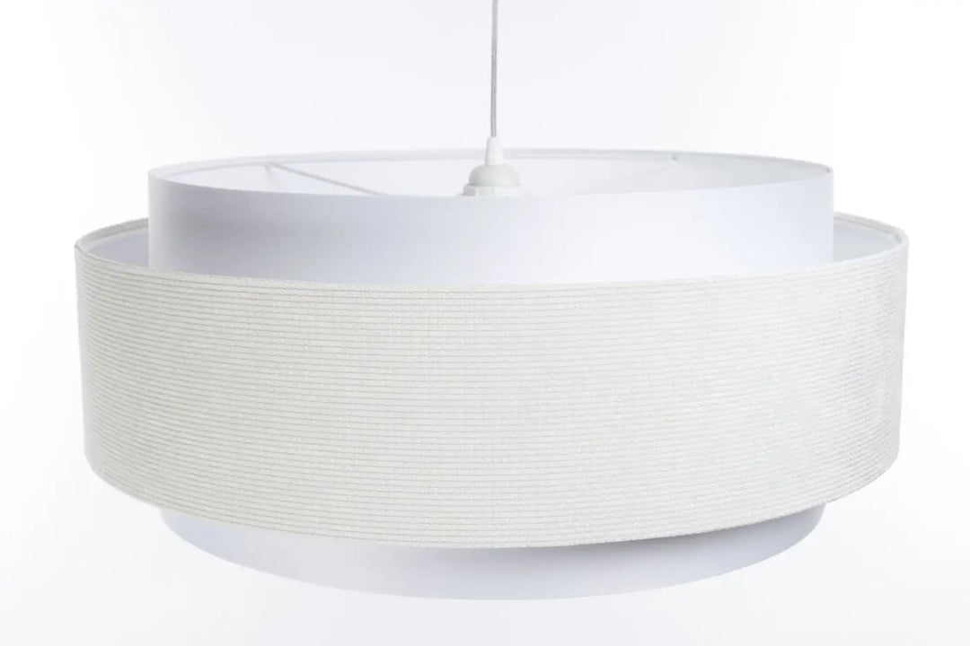 Suspension luminaire doblo classic blanc avec tissu blanc texturé et finitions raffinées pour un éclairage élégant