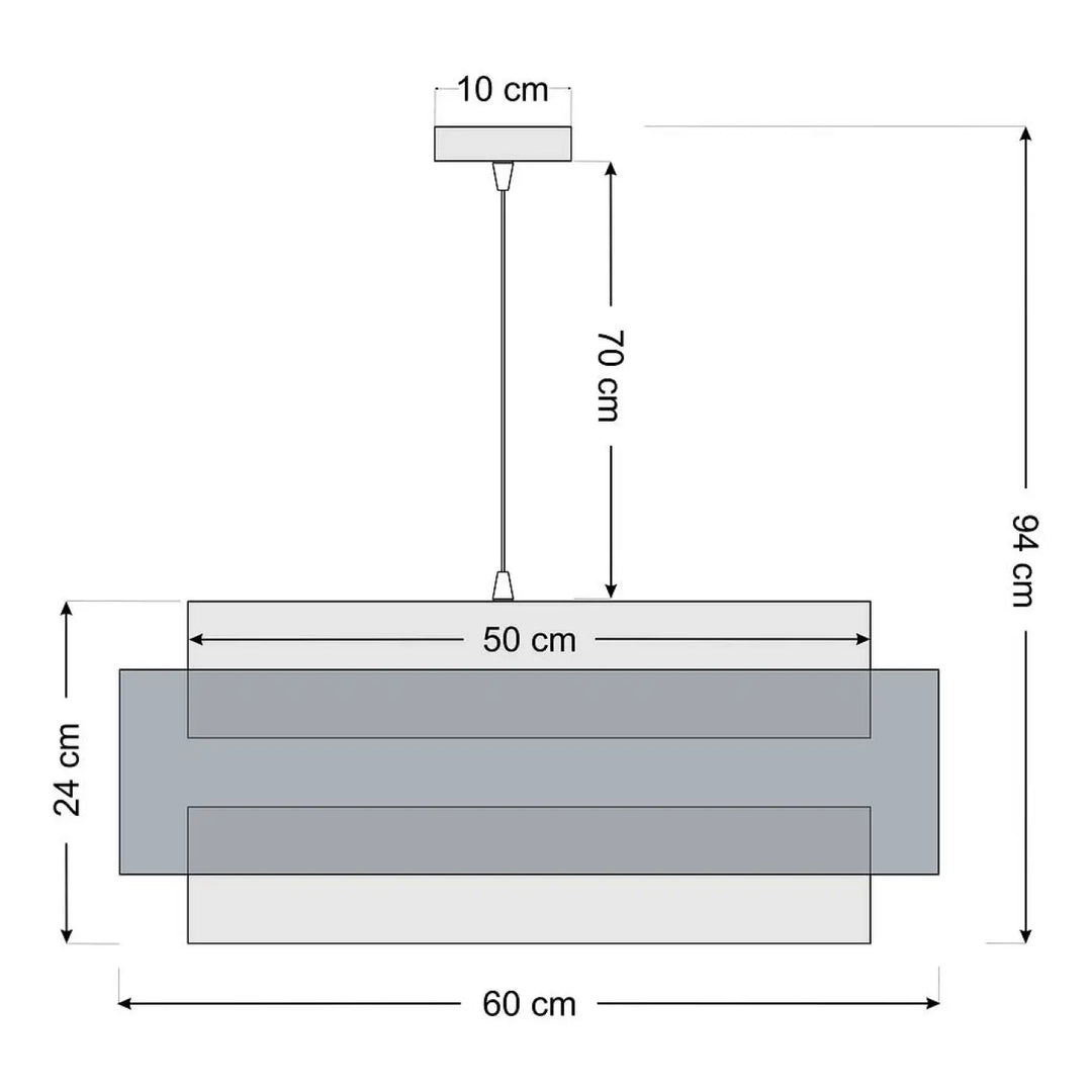 Suspension luminaire doblo classic avec design moderne en panneaux horizontaux superposés gris et tissu blanc finitions raffinées