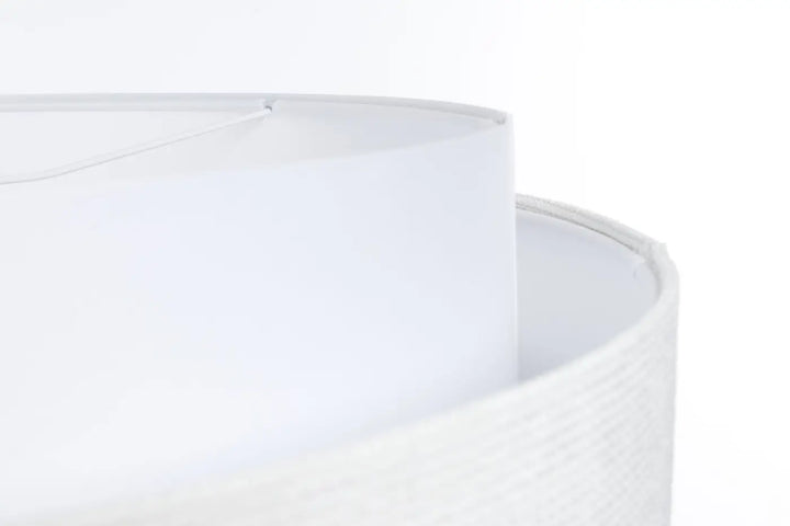 Suspension luminaire doblo classic blanc crème avec abat-jour cylindrique en tissu blanc et finitions raffinées