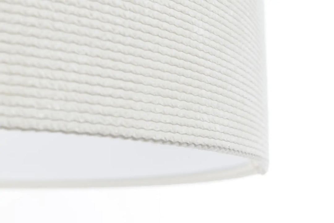 Suspension luminaire blanc crème en tissu blanc crème avec abat-jour en tissu tissé blanc à motif côtelé texturé