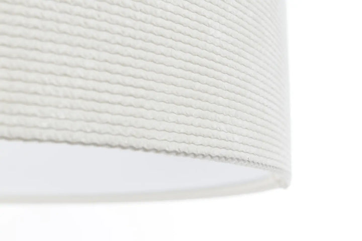 Suspension luminaire blanc crème en tissu blanc crème avec abat-jour en tissu tissé blanc à motif côtelé texturé