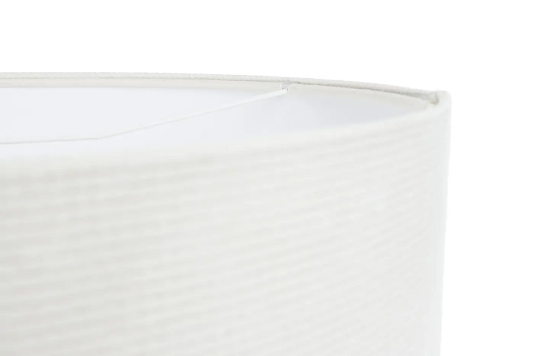 Suspension luminaire blanc crème avec abat-jour en tissu blanc crème texturé à motif côtelé subtil