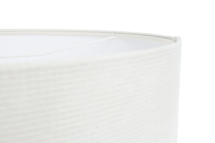 Suspension luminaire blanc crème avec abat-jour en tissu blanc crème texturé à motif côtelé subtil