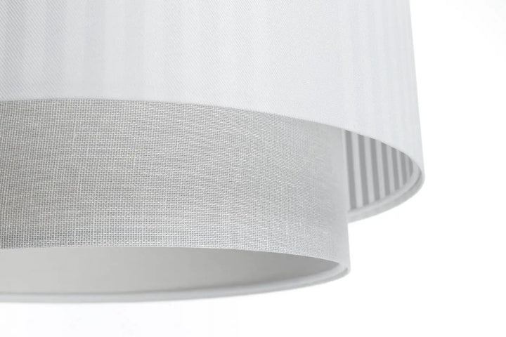 Suspension luminaire duo lami line avec abat-jour plis blanc et bande en maille texturée tissu blanc moderne chic