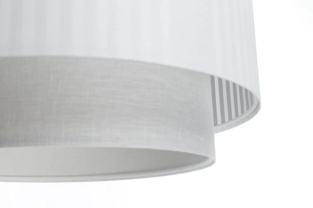 Suspension luminaire duo lami line avec abat-jour plissé blanc en tissu blanc moderne chic à texture subtile