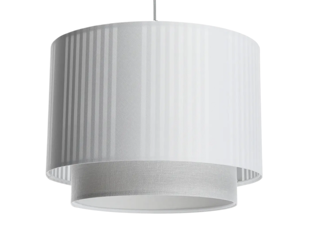 Suspension luminaire duo lami line en tissu blanc avec design cylindrique plissé moderne chic