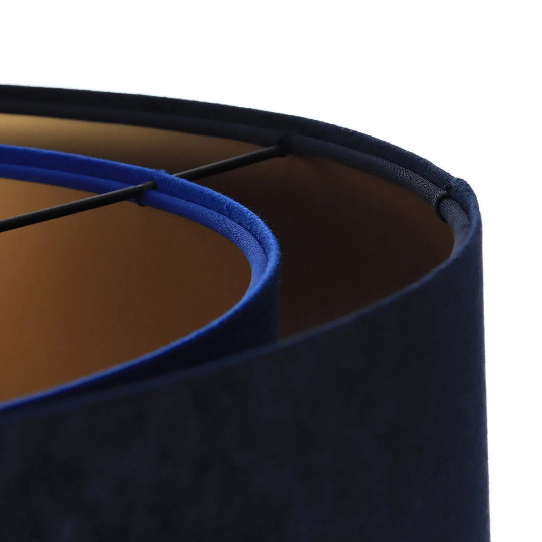 Suspension luminaire galaxy velour 50 cm en tissu bleu marine avec abat-jour en velours bleu marine et intérieur doré
