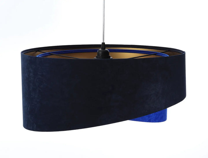 Suspension luminaire galaxy velour 50 cm en tissu bleu marine avec abat-jour en velours bleu marine et anneau intérieur bleu indigo