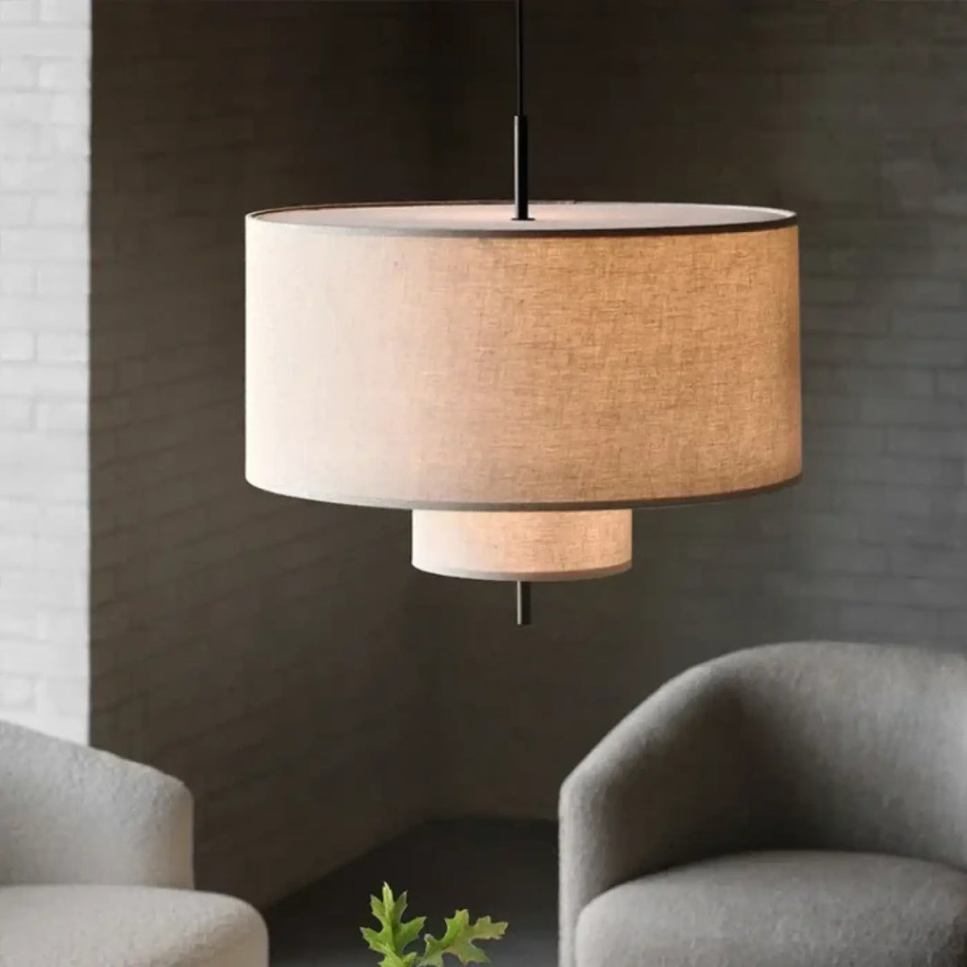Suspension luminaire en tissu au design minimaliste
