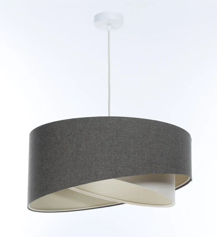 Suspension luminaire moderne en tissu graphite avec intérieur crème pour décoration intérieure élégante et minimaliste