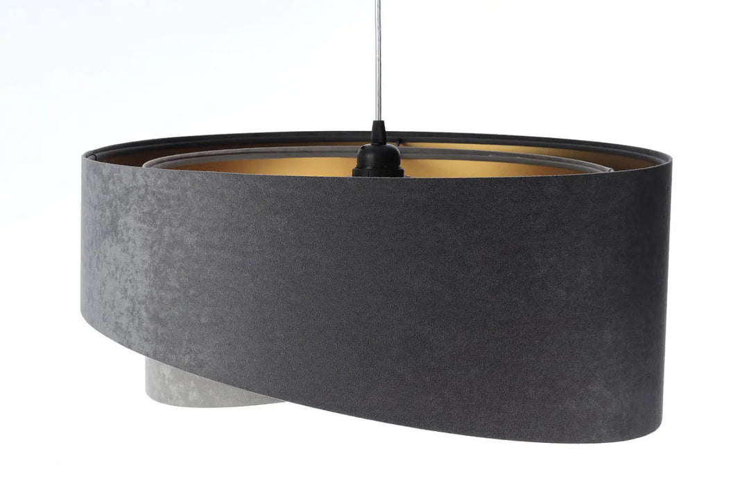Suspension luminaire galaxy velour 50 cm en tissu graphite avec intérieur doré chic et design minimaliste en velours noir