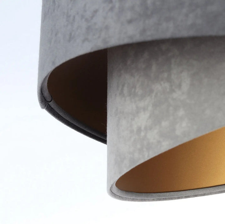 Suspension luminaire galaxy velour 50 cm en tissu graphite avec abat-jour gris texturé et intérieur doré chic